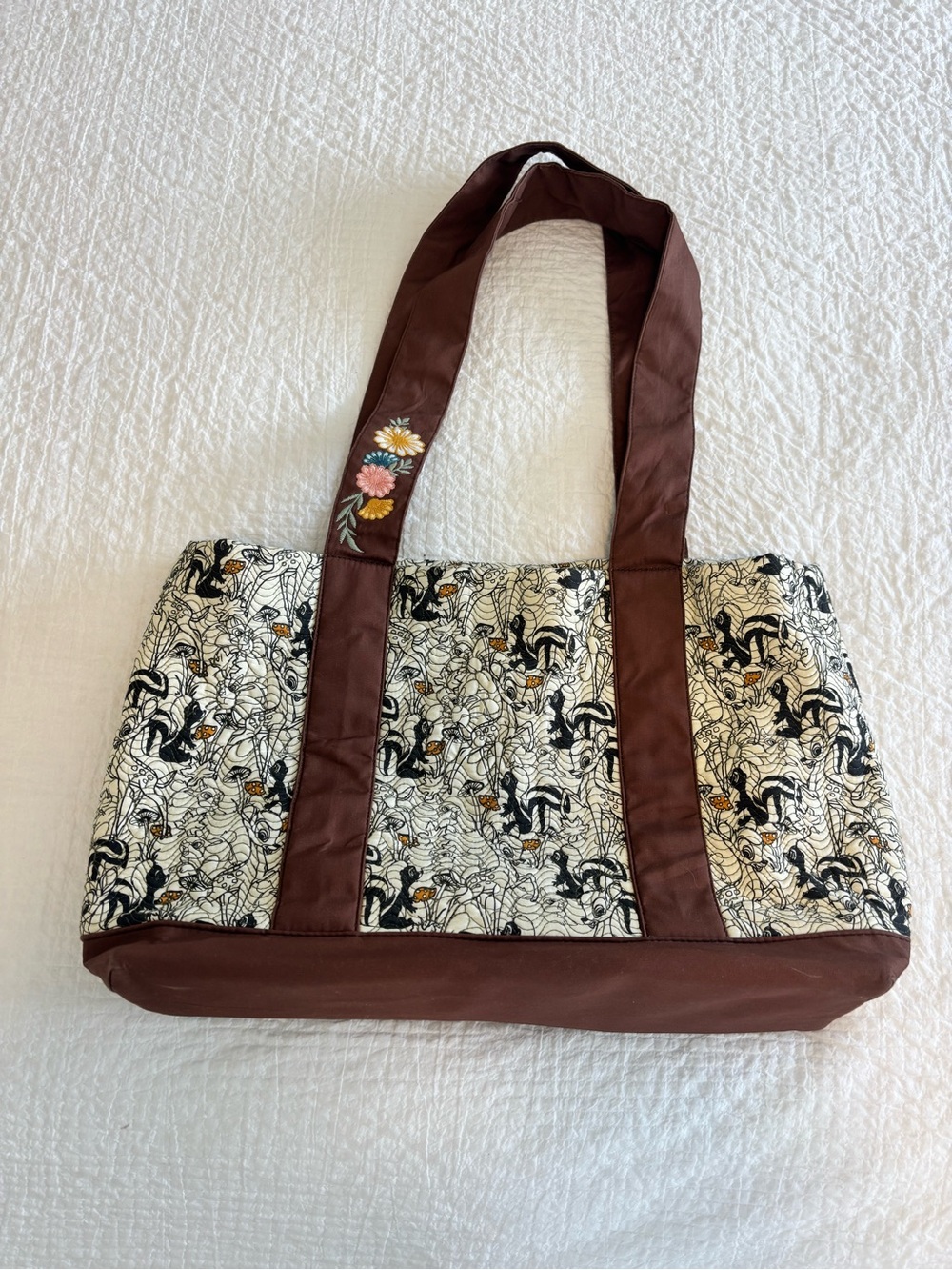 Disney Bambi Flower Quilted Tote Bag Woodland Cottagecore Shoulder Tote Bag